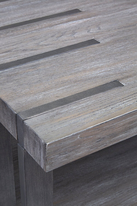 Eldridge 48\" Modern Coffee Table with Shelf - Weathered Grey with Metal and Wood