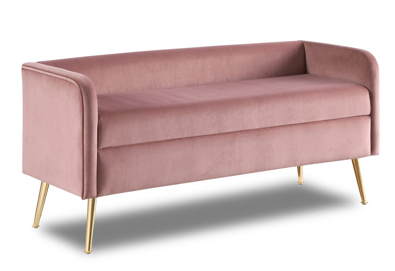 Cass 52\" Bench - Pink Velvet with Gold Legs