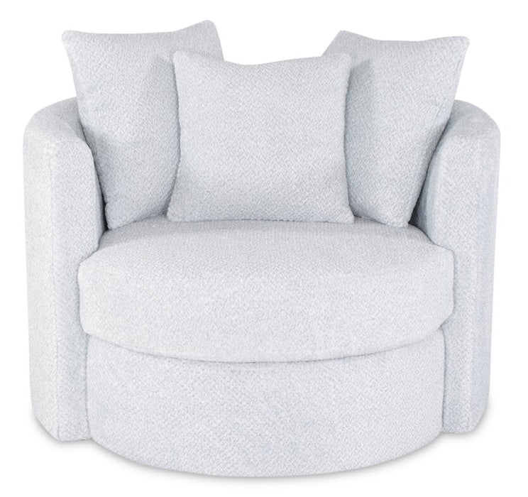 Made in Canada Midi 42\" Chenille Fabric Swivel Cuddler Accent Chair - Teddy Star Grey
