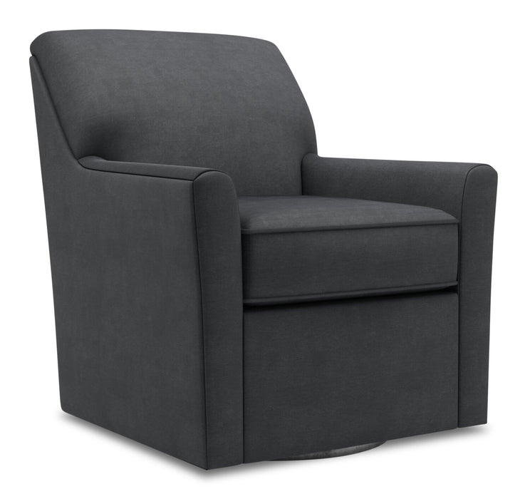 Made in Canada Sofa Lab Customizable Swivel 31\" Linen-Look Fabric Accent Chair - Pax Pepper Grey