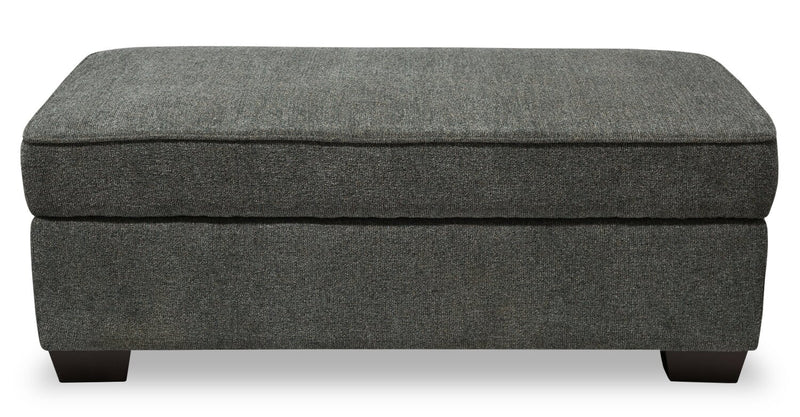 Made in Canada Verona 44\" Linen-Look Fabric Storage Ottoman - Charcoal Grey