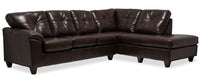 Made in Canada Addison 2-Piece Right-Facing Leather-Look Fabric Sectional with Removable Seat Cushions - Brown 
