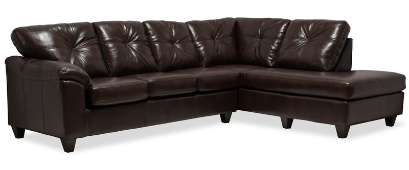 Made in Canada Addison 2-Piece Right-Facing Leather-Look Fabric Sectional with Removable Seat Cushions - Brown