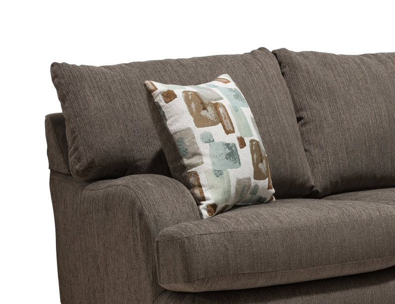 Made in Canada Nofia 2-Piece Right-Facing Chenille Fabric Sectional with  Accent Pillows and Wood Legs - Charcoal Grey