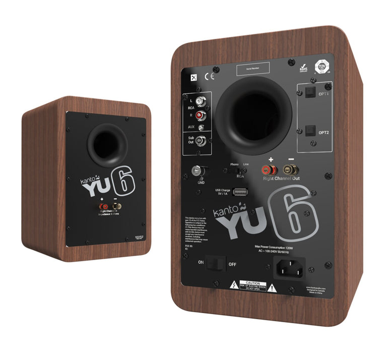 Kanto YU6 Powered Speakers with Bluetooth® and Phono Preamp - Walnut