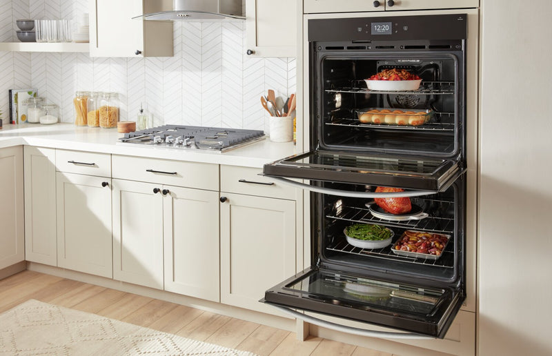 Whirlpool 30\" 10 Cu. Ft. Electric Double Wall Oven with True Convection - Black Stainless Steel with PrintShield™ Finish - WOED7030PV