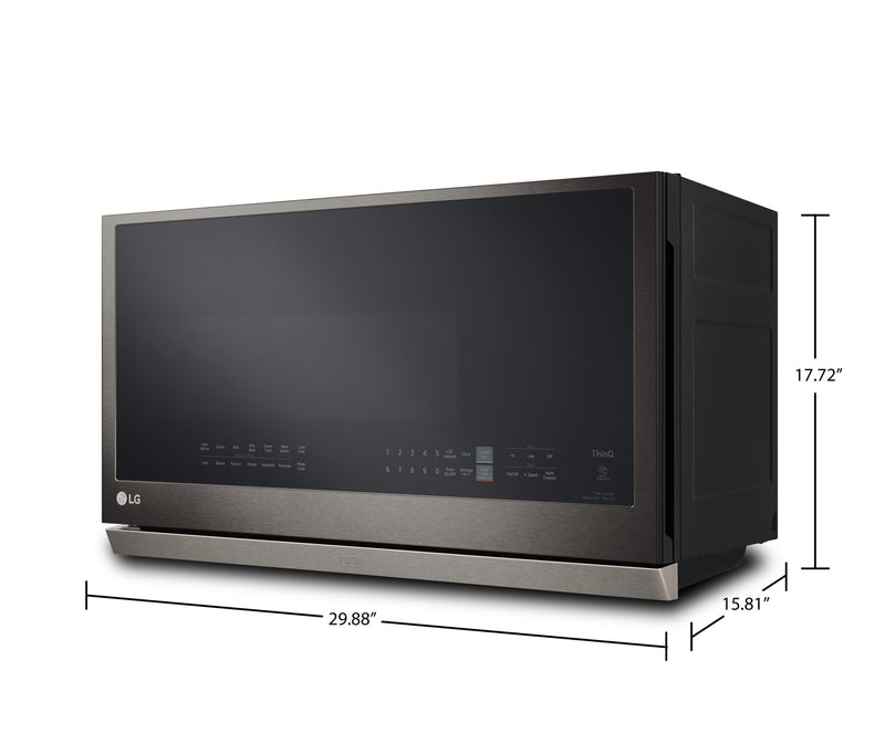 LG 2.1 Cu. Ft. Over-the-Range Microwave with ExtendaVent™ and Sensor Cooking - Smudge Proof Black Stainless Steel - MVEL2137D