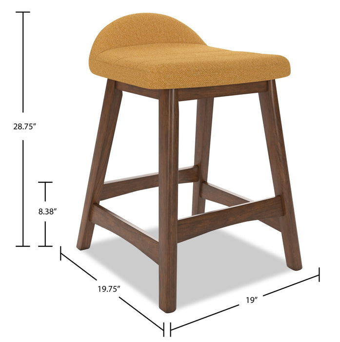 Jovi Counter-Height Stool with Linen-Look Fabric, Wood - Mustard