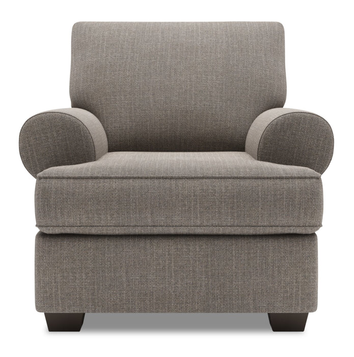 Made in Canada Sofa Lab Customizable Roll 42\" Linen-Look Fabric Chair with Rolled Arms - Luna Smoke Grey