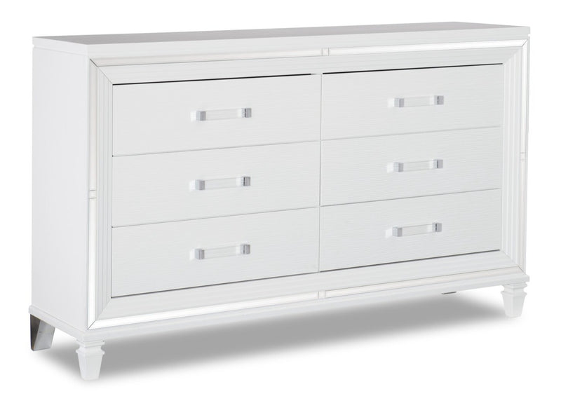 Max Bedroom 6-Drawer Dresser, 66\"W x 41\"H, Glam - White