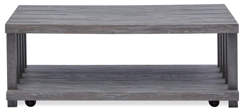 Eldridge 48\" Modern Coffee Table with Shelf - Weathered Grey with Metal and Wood