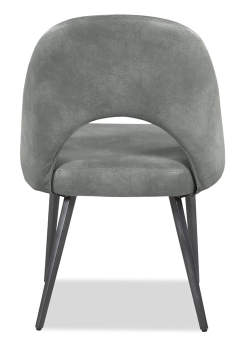 Kort & Co. Bay Dining Chair with Vegan Leather Fabric, Metal - Grey