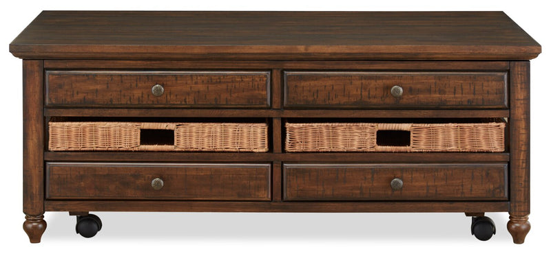 Cottage Lane 50\" Rustic Lift Top Coffee Table with Storage - Dark Brown Wood