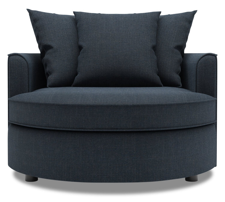 Made in Canada Sofa Lab Customizable Cuddler 48\" Linen-Look Fabric Accent Chair - Luna Sailor Blue