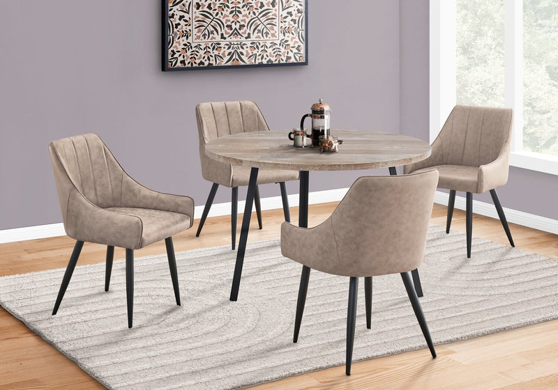Eliot Dining Chair with Vegan-Leather Fabric, Metal - Taupe