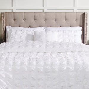 Elanna 4-Piece Full/Queen Comforter Set - White