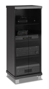 Holland 20.25\" Audio Stand with Storage and Cable Management -Black with Glass