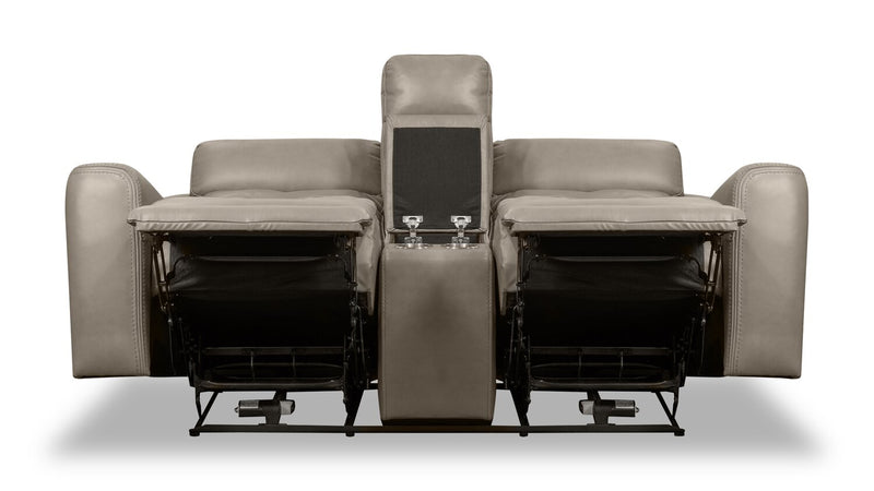 Scott Living Prescott 79\" Genuine Leather Power Reclining Loveseat with Power Headrests - Grey