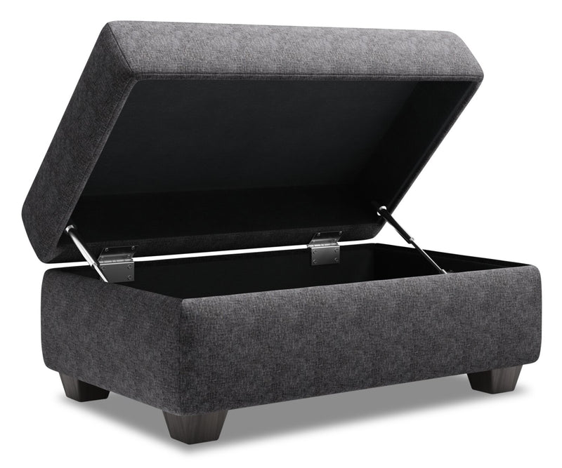Made in Canada Customizable Sofa Lab The Trunk 39\" Chenille Fabric Storage Ottoman - Luxury Charcoal Grey