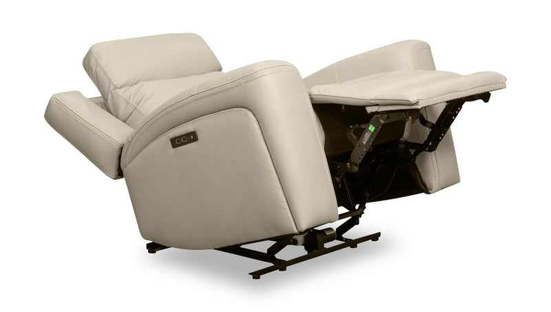 Scott Living Prescott 42.5\" Genuine Leather Power Reclining Chair with Power Headrest - Platinum Grey