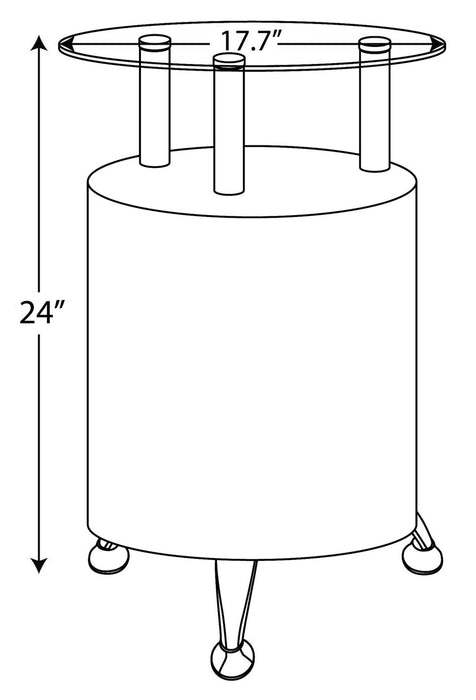 Savon  17.72\" Modern Round Glass Top End Table with Shelf - White Wood and Chrome 