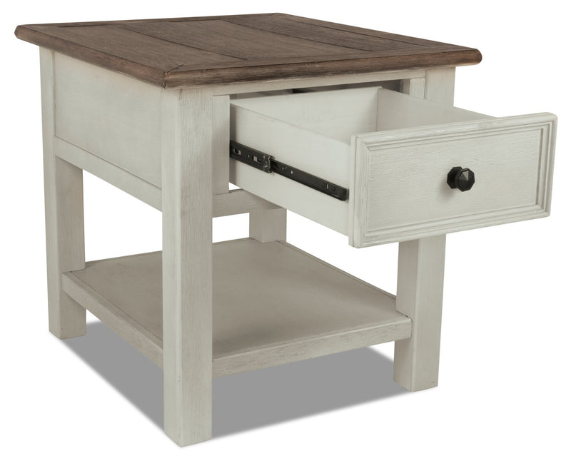 Colby 24\" Rustic End Table with Storage and Shelf - Two Tone Wood
