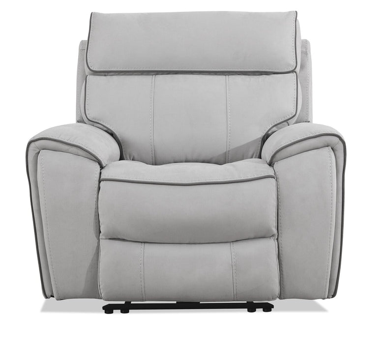 Cindy Crawford Home Newport 43\" Faux Suede Power Reclining Chair with Power Headrest - Grey