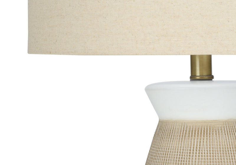 27\" Cream Ceramic Table Lamp with Beige Shade