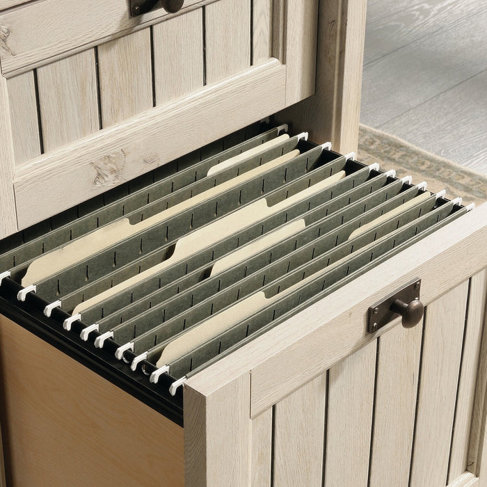 Costa 65.12\" Executive Office Desk with 7-Drawers - Chalked Chestnut