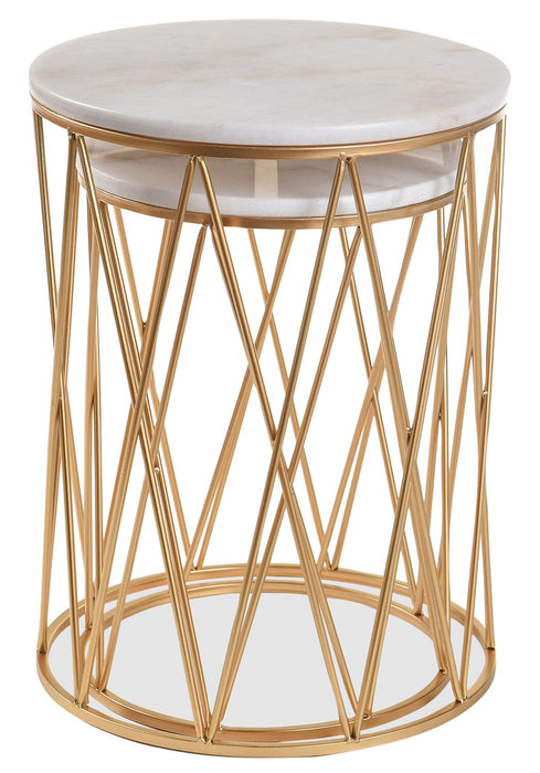 Dalilah 16\" 2-Pack Accent Table Package - White Marble with Gold Base