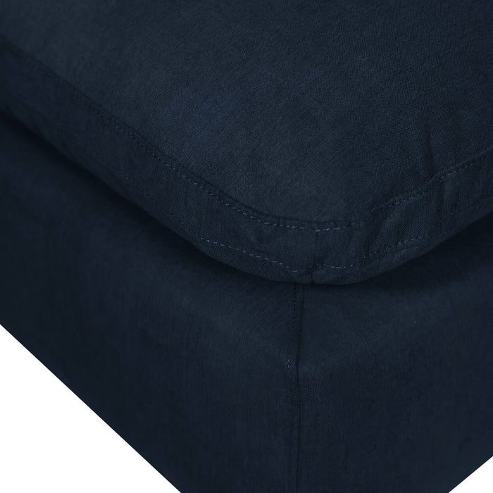 Eclipse Modular 86\" Linen-Look Fabric Loveseat with Reversible Feather Down Cushions - Navy Blue
