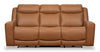 Scott Living Prescott 88.5\" Genuine Leather Power Reclining Sofa with Power Headrests - Butternut Brown
