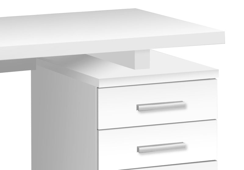 Ronan 47.25\" Reversible Office Desk with 3-Drawers - White