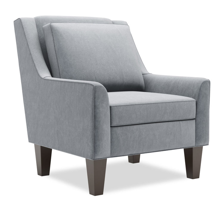 Made in Canada Sofa Lab Customizable Club 29\" Velvet Fabric Accent Chair with Wood Legs - Grey
