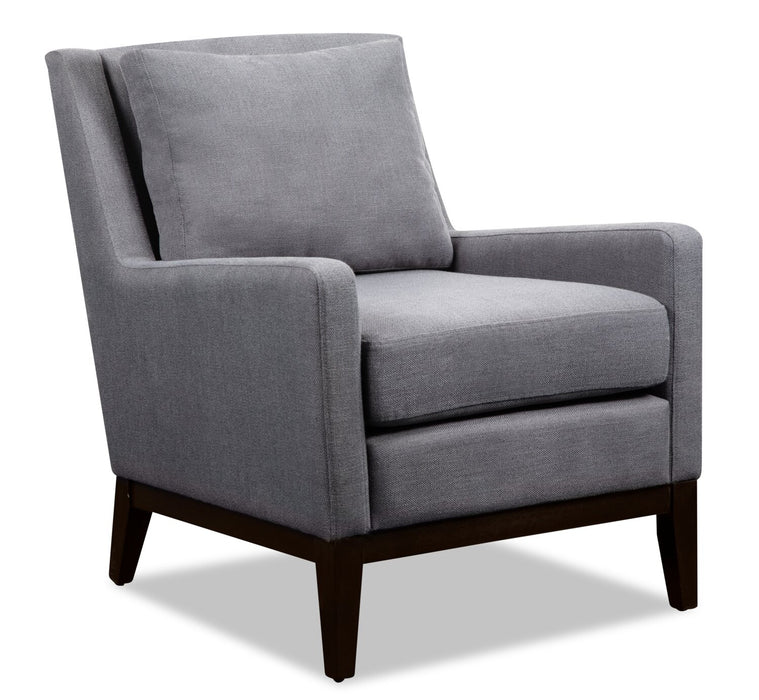 Adel 28.5\" Linen-Look Fabric Accent Chair with Wood Base - Dark Grey