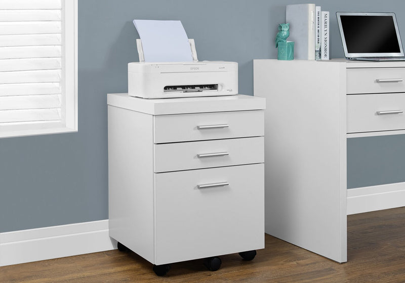 Bruno 18.25\" 3-Drawer Filing Cabinet - White