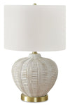 21\" Cream and Gold Resin Table Lamp