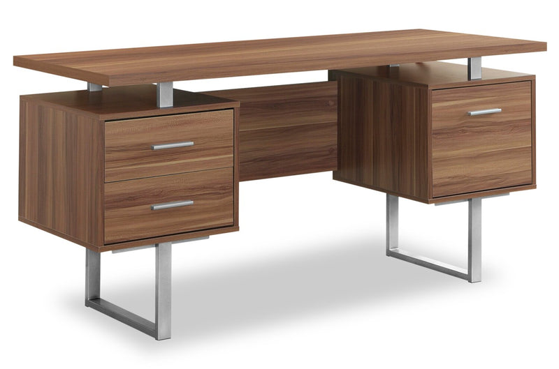 Teagan 60\" Reversible Office Desk with 3-Drawers - Light Walnut