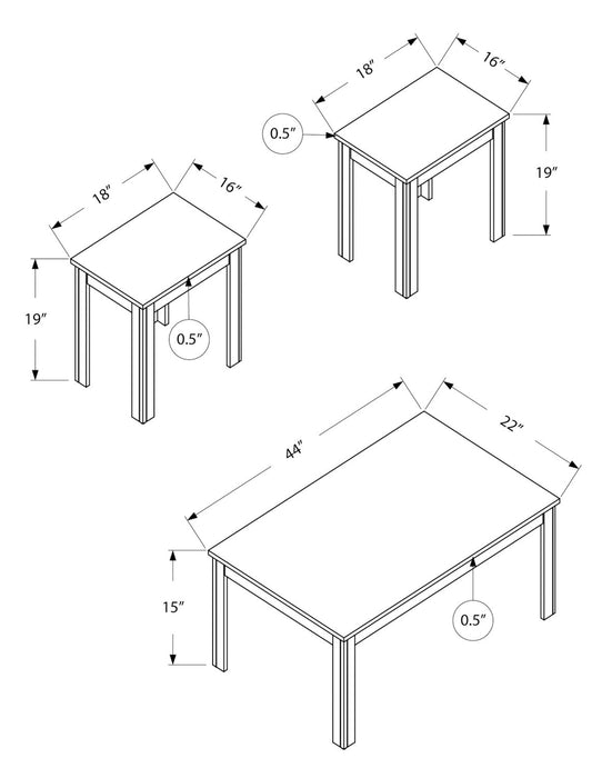Remy 44\" Traditional 3-Pack Coffee + 2 End Tables - Brown 