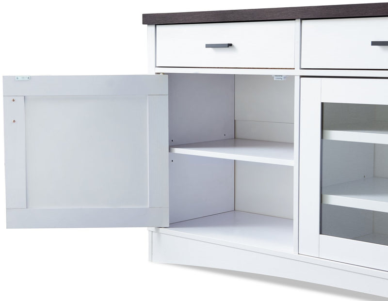 Emry 87.5\" 3-Piece Wall Unit Entertainment Centre with Storage and Cable Management for TVs up to 90\"- White