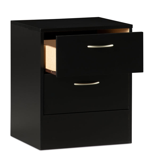 Arlo Bedside 2-Drawer Nightstand, 18.3\"W x 22\"H, Made in Canada - Black