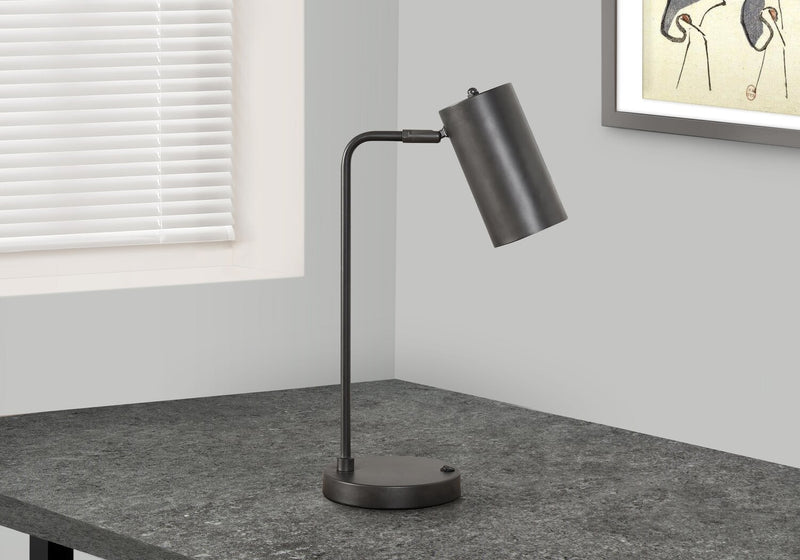 18\" Grey Metal Desk/Task Lamp with USB Charging
