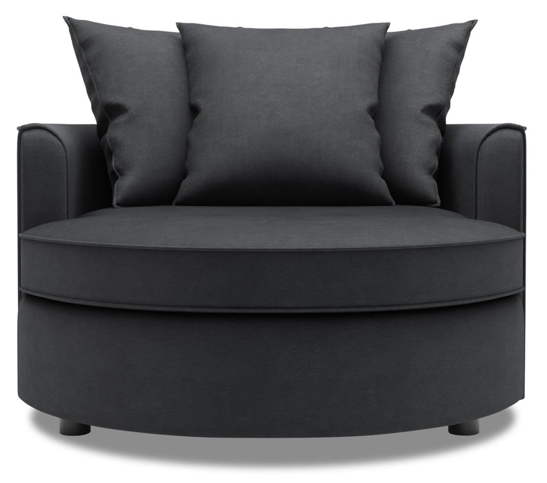 Made in Canada Sofa Lab Customizable Cuddler 48\" Linen-Look Fabric Accent Chair - Pax Pepper Grey