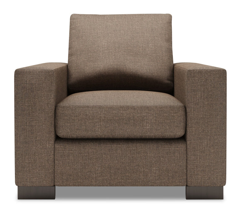Made in Canada Sofa Lab Customizable Track 38\" Linen-Look Fabric Chair with Track Arms - Luna Praline Brown