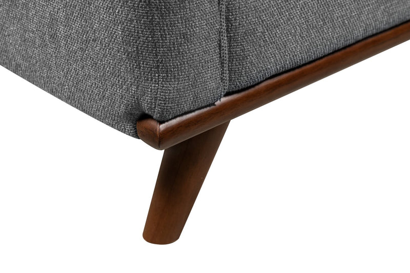 Kort & Co. Kassia 65.4\" Linen-Look Fabric Loveseat with Wood Base and Legs - Grey