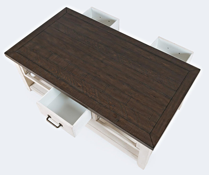 Morgan 48\" Rustic Coffee Table With Storage, Shelf and Casters - White with Reclaimed Wood