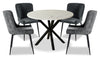 Verona 5pc Dining Set with Table & 4 Lexi Chairs, Culture Marbled Top, Metal, 42\"W Round - Grey