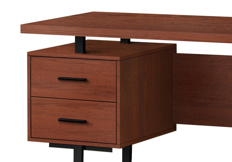 Teagan 60\" Reversible Office Desk with 3-Drawers - Cherry