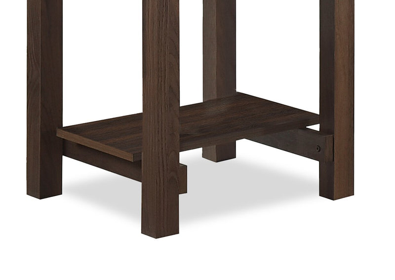 Jordi 17.7\" Traditional End Table with Shelf - Brown Walnut Finish Wood