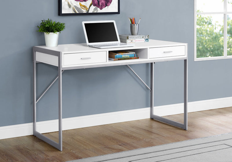 Xavier 48\" Office Desk with 2-Drawers & Cubby - White